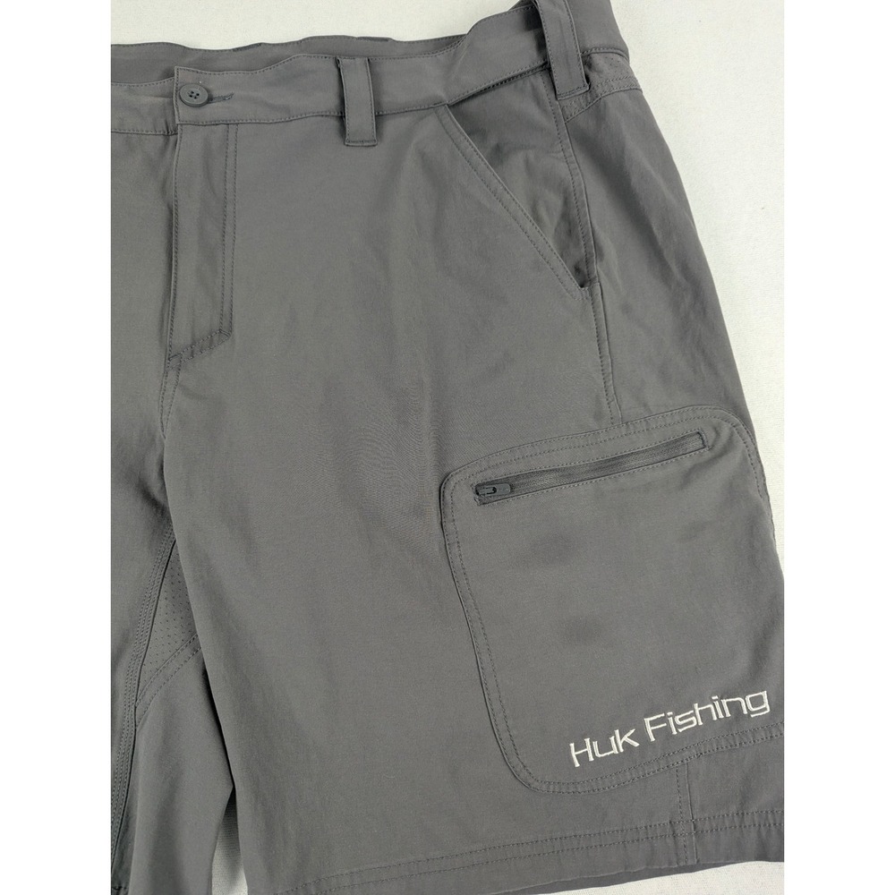 Huk Fishing Shorts Mens XXL Grey Performance Cargo Quick Dry H2000011 P000733 - Picture 3 of 13